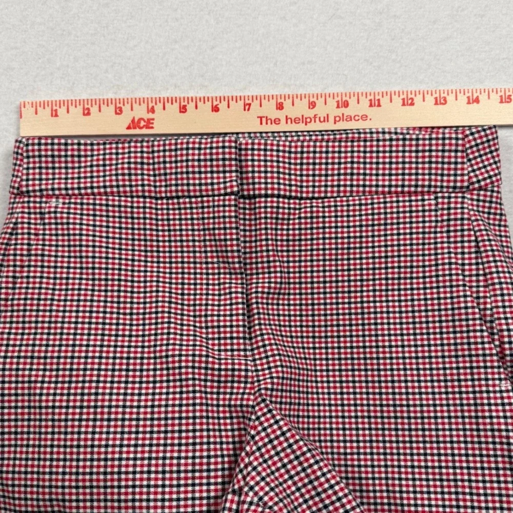 J Crew Hayden Kickout Crop Pant Womens 4 Red Plaid Gingham Wide Leg AJ425